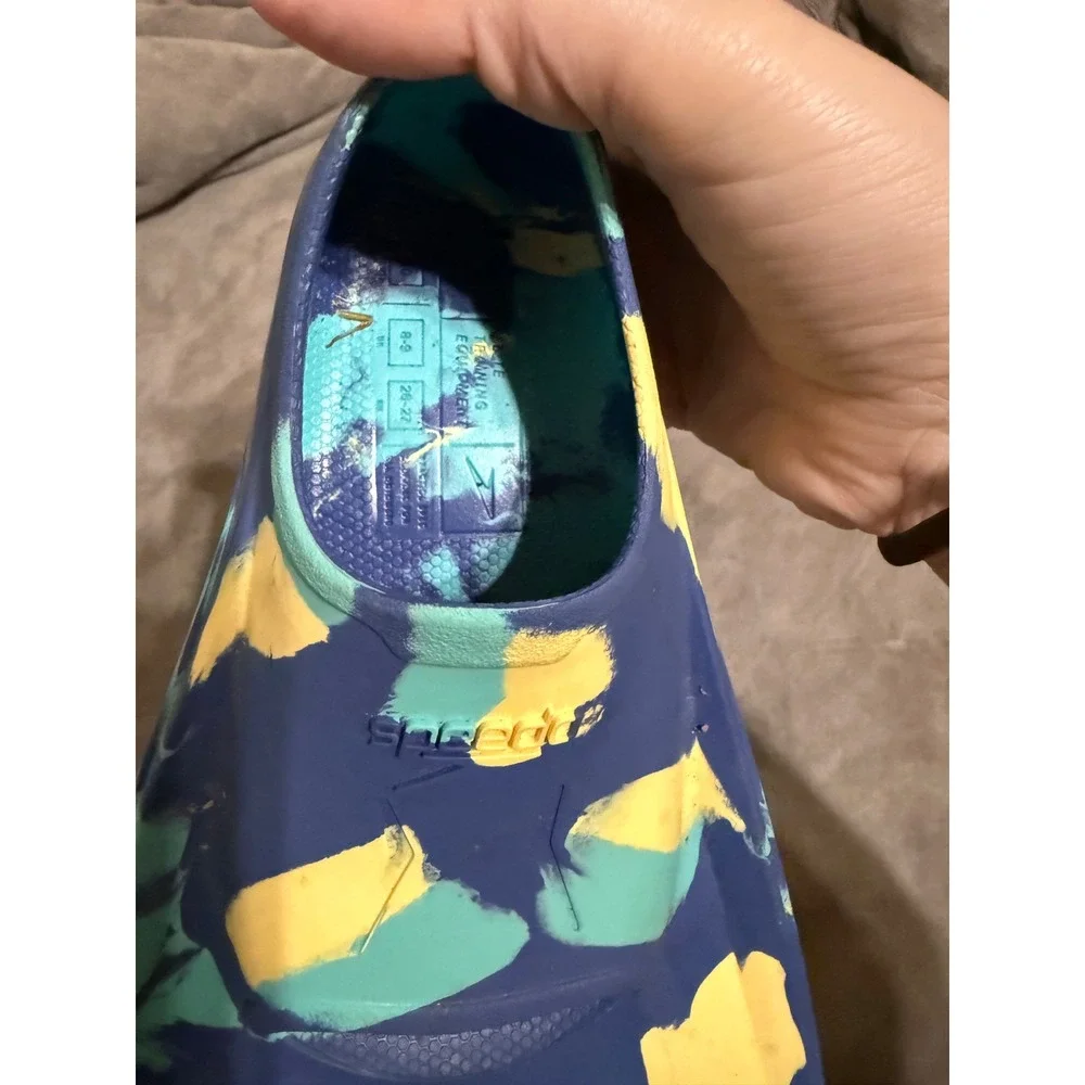 Speedo Kid Swim Fin Blue‎ Marble Small 9-10 Pool Beach Boy Girl Lessons